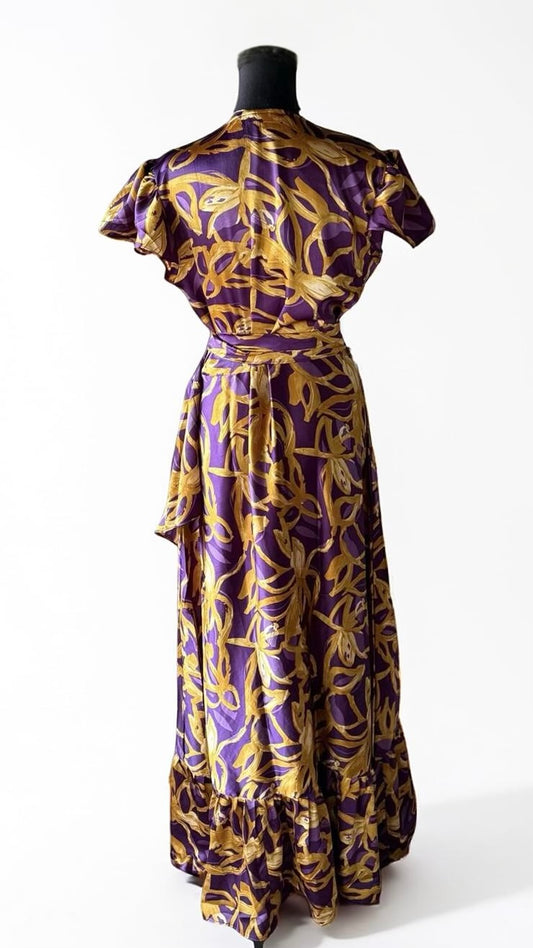 THE MISS WRAP ME DRESS (PURPLE/YELLOW)