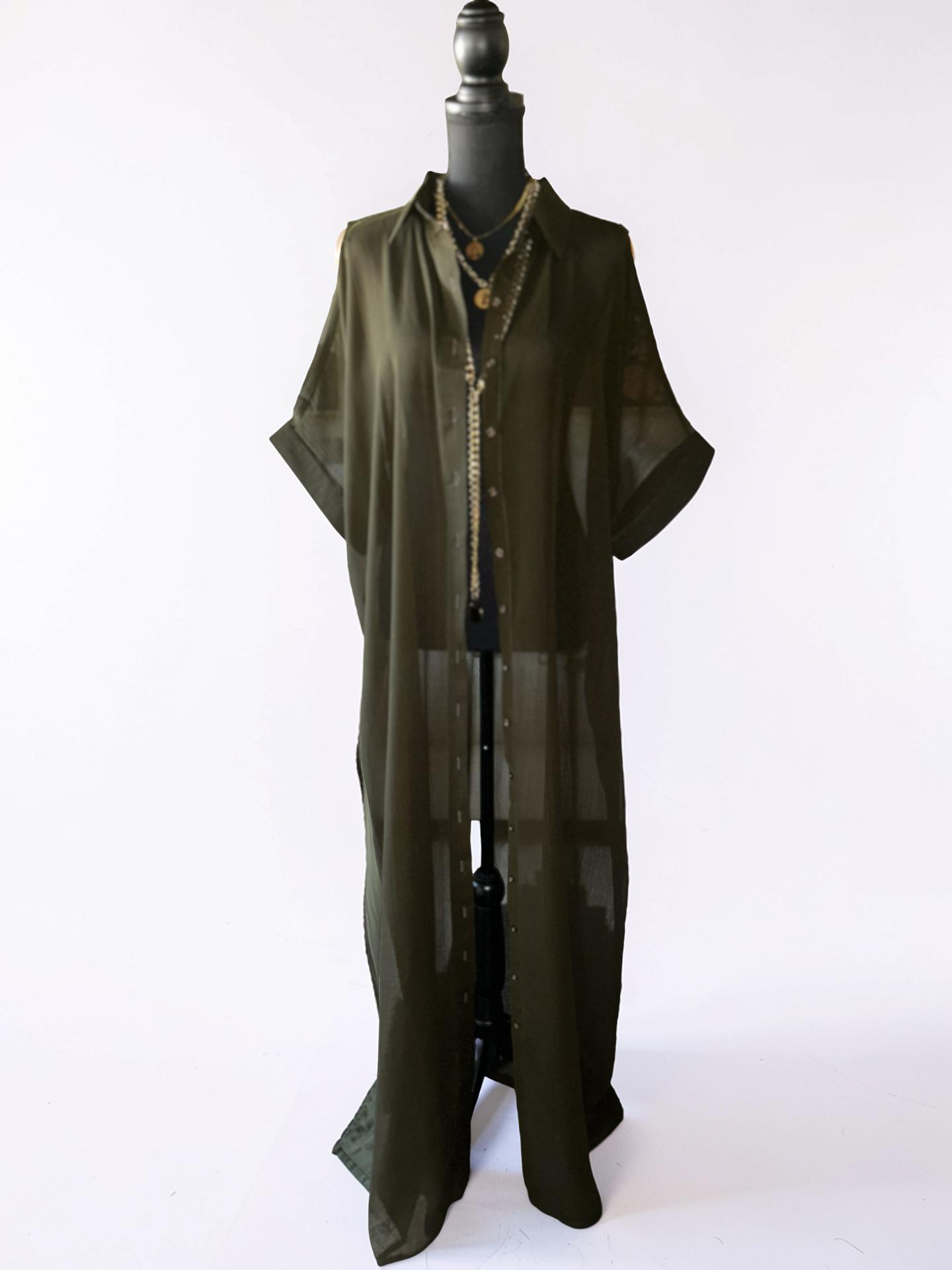 SHEER MAJESTY SHIRT-DRESS (BLACK)