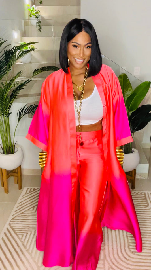 THE MASQUERADE PANT SET (SALMON/HOT PINK)