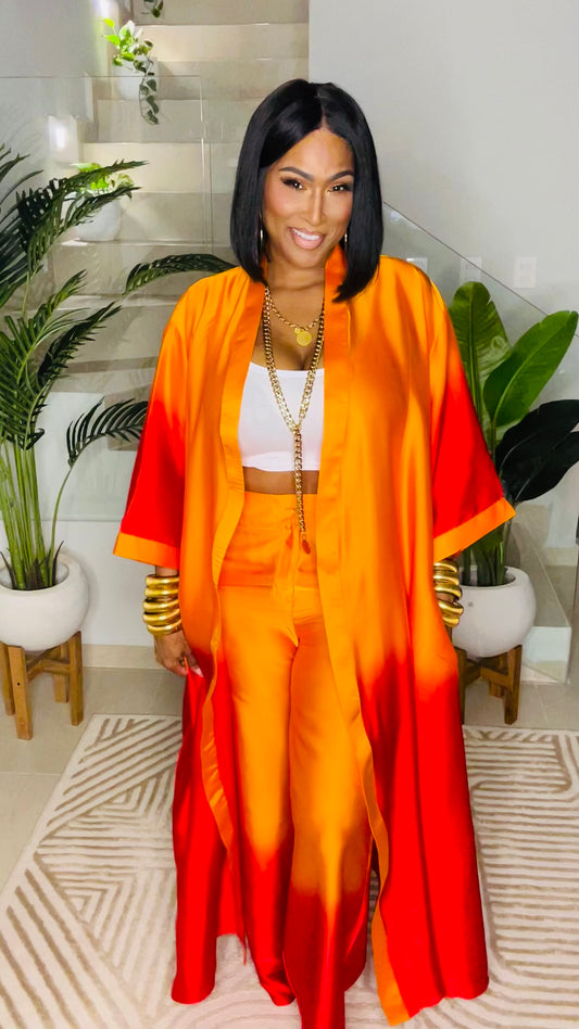 THE MASQUERADE PANT SET (ORANGE/RED)