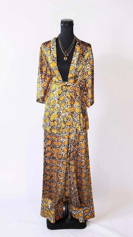 THE RISE & SHINE PANT SET (YELLOW/BROWN)