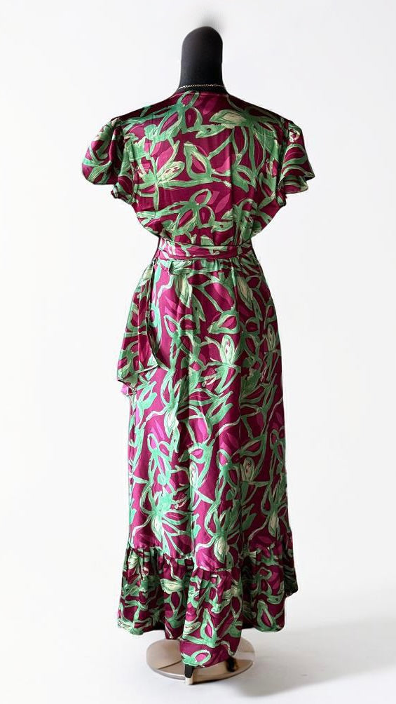 THE MISS WRAP ME DRESS (BERRY/GREEN)