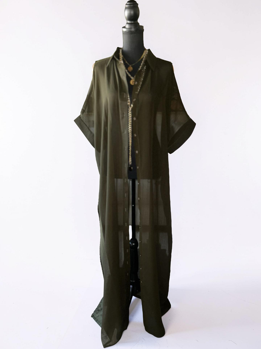 SHEER MAJESTY SHIRT-DRESS (BLACK)