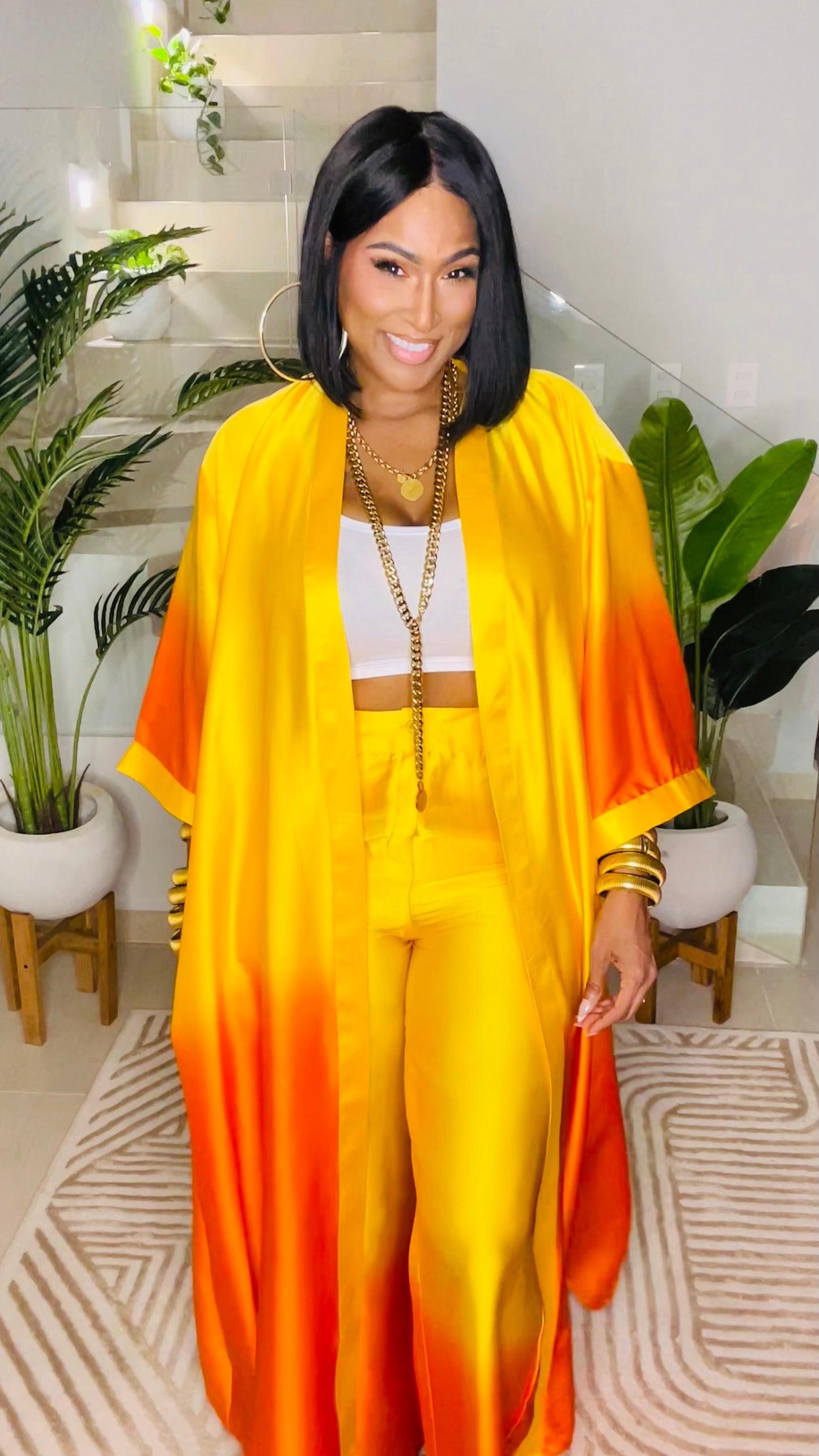 THE MASQUERADE PANT SET (YELLOW/ORANGE)-CURVIER