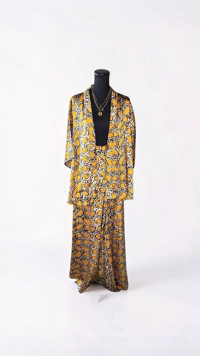 THE RISE & SHINE PANT SET (YELLOW/BROWN)