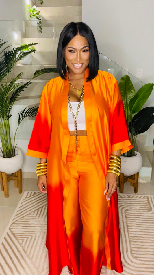 THE MASQUERADE PANT SET (ORANGE/RED)