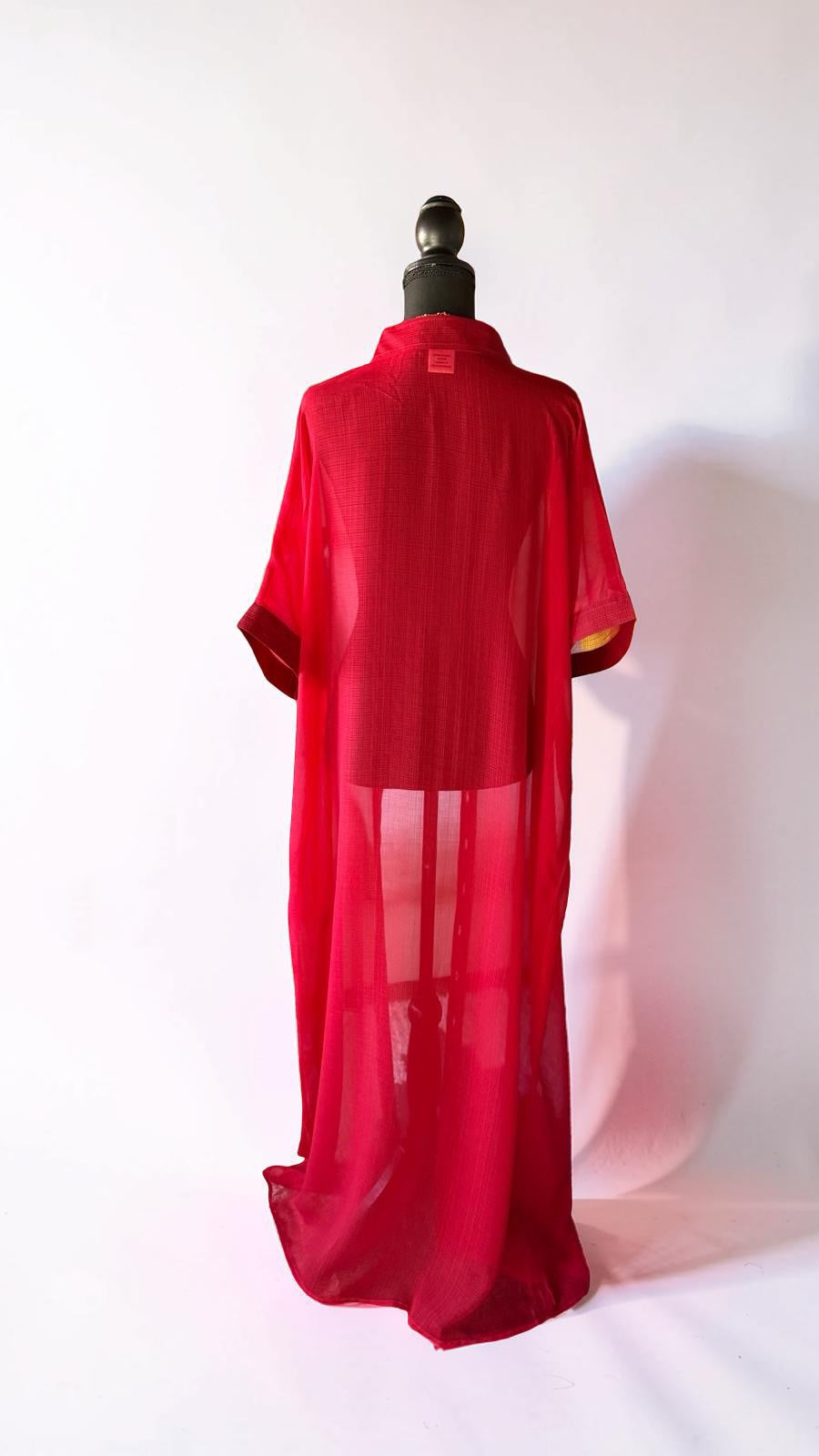 SHEER MAJESTY SHIRT-DRESS (CRIMSON RED)