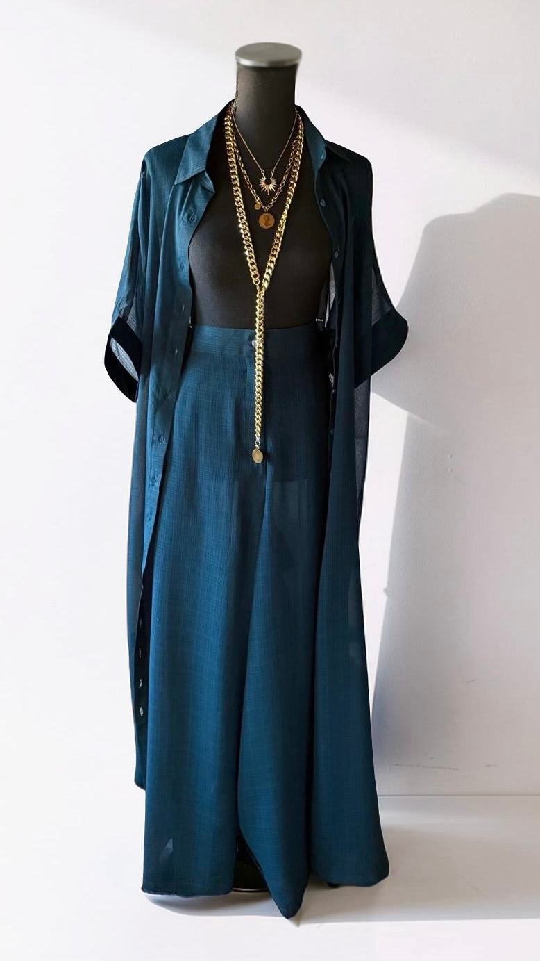 SHEER MAJESTY SHIRT-DRESS (BLUE)