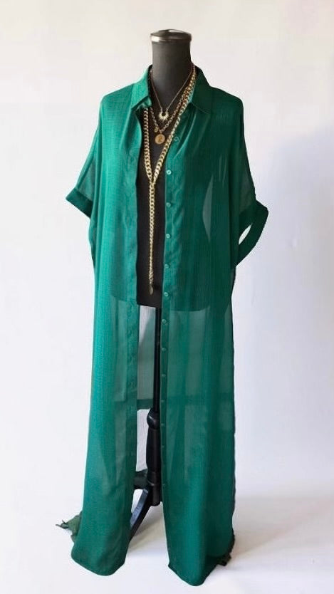 SHEER MAJESTY SHIRT-DRESS (GREEN)