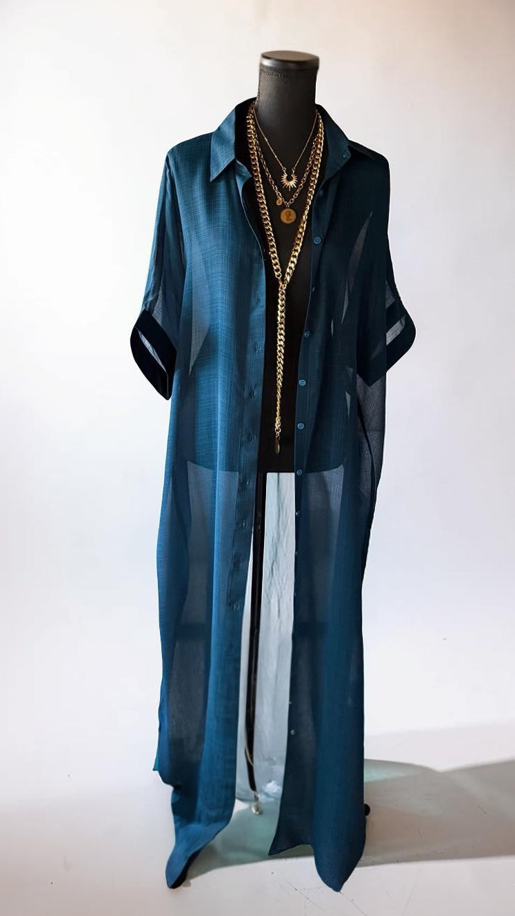 SHEER MAJESTY SHIRT-DRESS (BLUE)