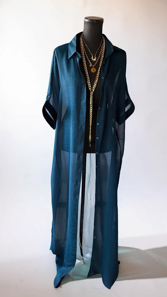 SHEER MAJESTY SHIRT-DRESS (BLUE)