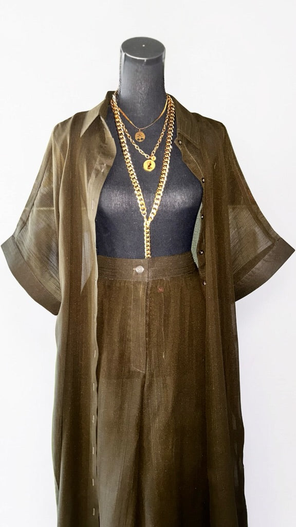 SHEER MAJESTY PANTS (DARK OLIVE GREEN)