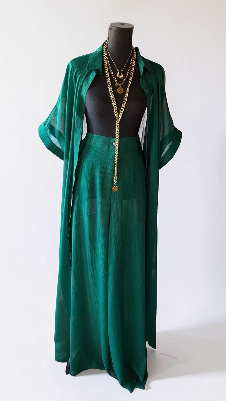 SHEER MAJESTY SHIRT-DRESS (GREEN)