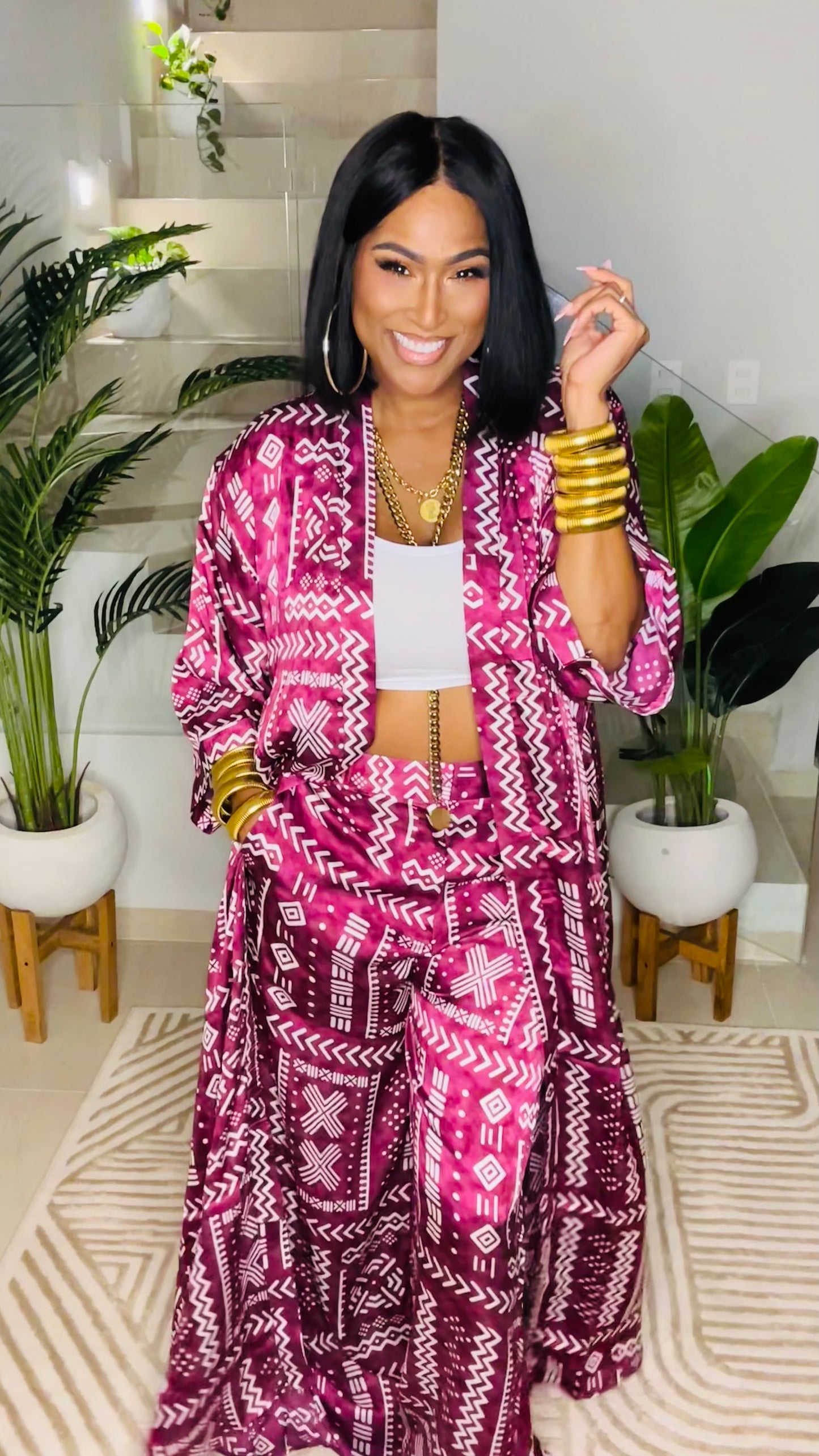 THE CULTURED PANT SET (BERRY)