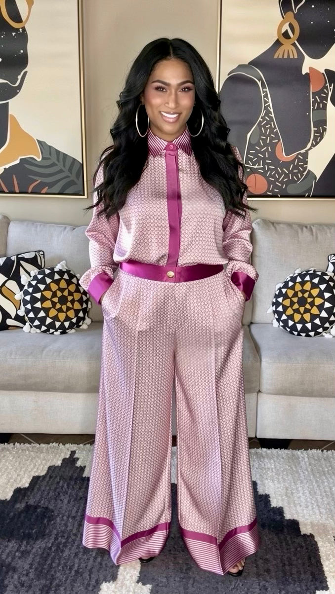THE STR8 TO BUSINESS PANT SET (HOT PINK)