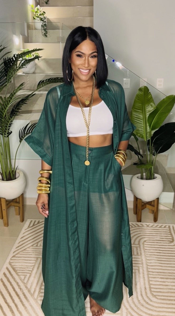 SHEER MAJESTY SHIRT-DRESS (GREEN)