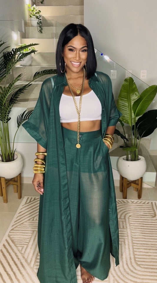 SHEER MAJESTY SHIRT-DRESS (GREEN)